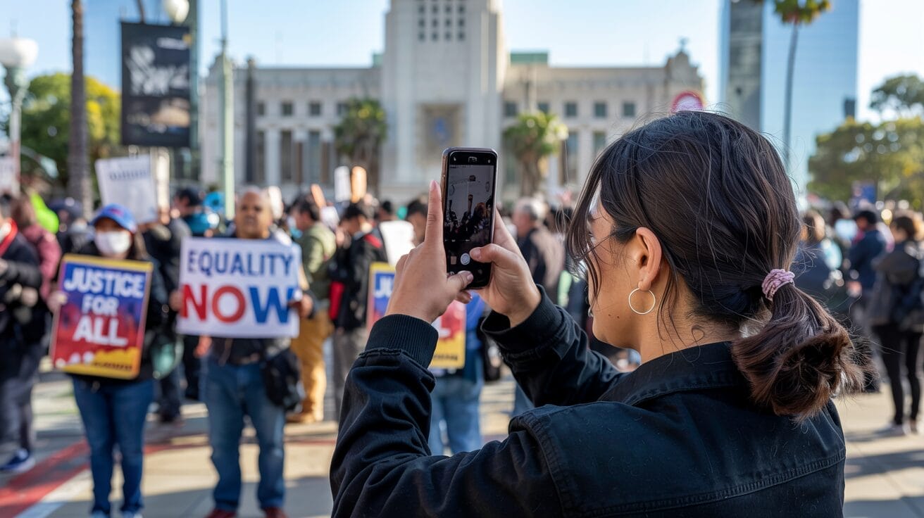 Legal public filming of a protest at Los Angeles City Hall